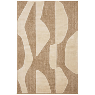 PALMA - Tapis aspect jute à motif graphique en relief - Blanc