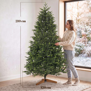 Sapin de Noël artificiel touffu grande taille H.210cm épicéa piètement bois