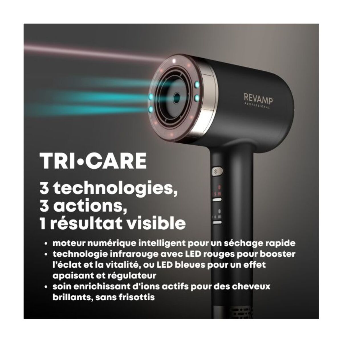 Sèche cheveux professionnel REVAMP Infrarouge Tri-Care DR-7250-EU