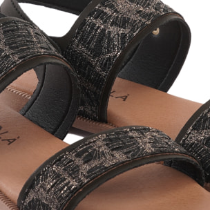 SANDALO FLAT DOPPIA FASCIA NERO