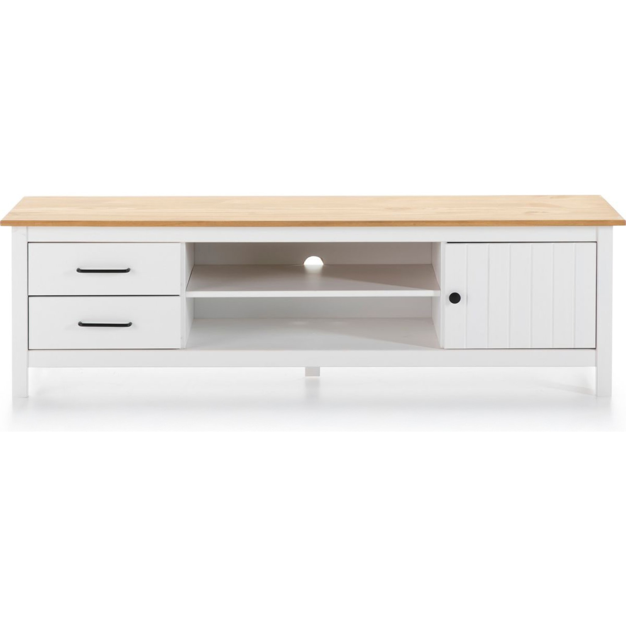 Meuble TV 1 porte 2 tiroirs en bois massif - IDA