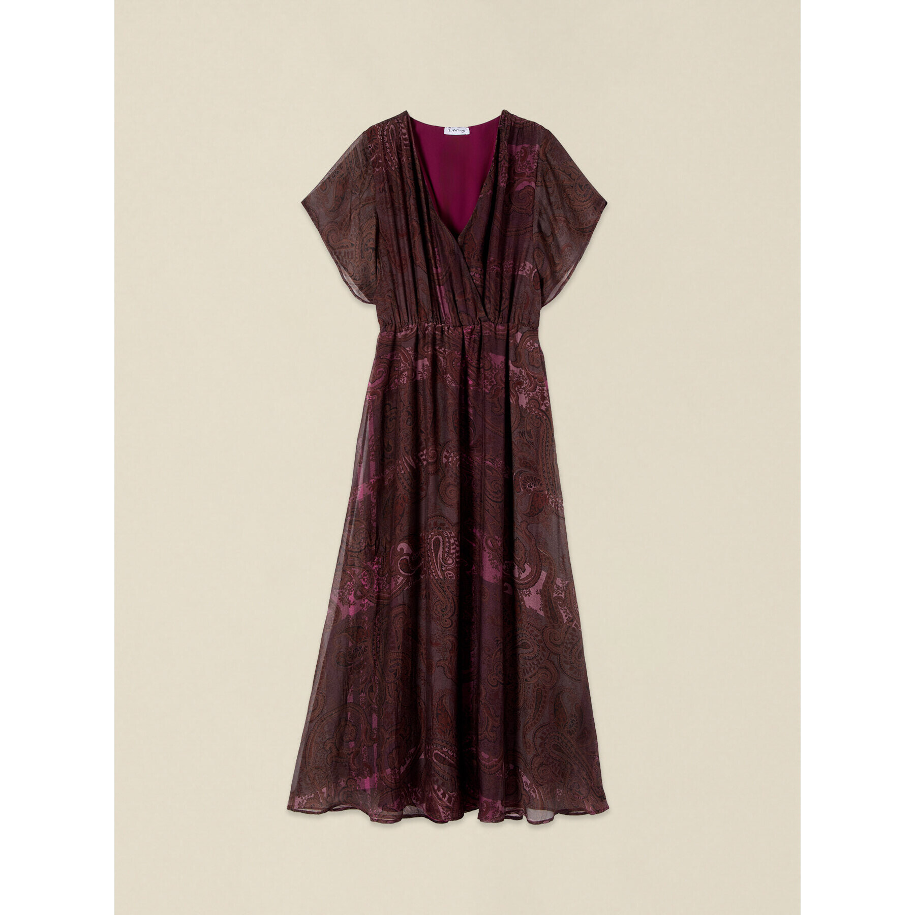 Oltre - Vestito flare in chiffon misto seta fantasia - Marrone