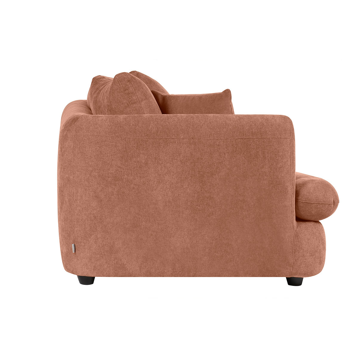 Canapé déhoussable 3-4 places design haricot en tissu effet velours terre brûlée SACHA