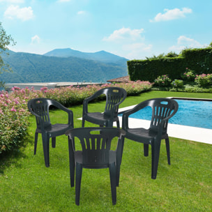 Sedia da esterno Velletri, Seduta da giardino, Sedia per tavolo da pranzo, Poltrona outdoor, 100 % Made in Italy, Set da 4, Cm 56x55h78, Verde