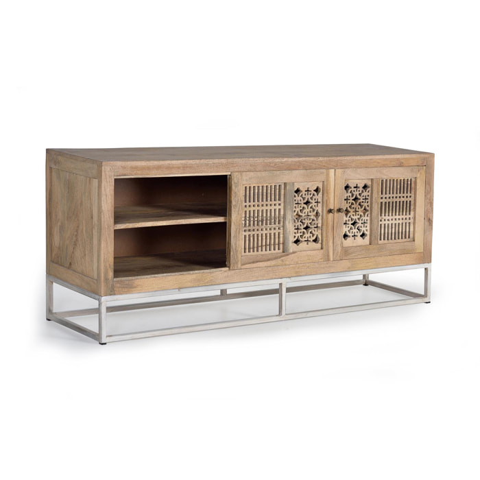 Mueble TV - Madera de Mango y Hierro - 65x160x40cm