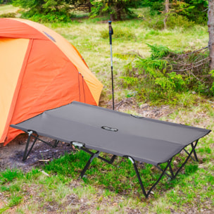 Lit de camp pliable double 193 x 125 x 40 cm avec sac de transport métal noir polyester Oxford gris