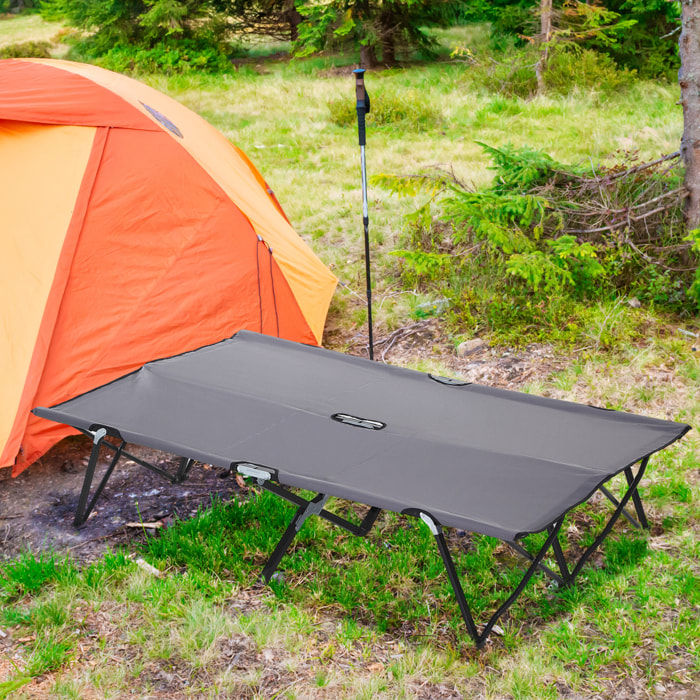 Lit de camp pliable double 193 x 125 x 40 cm avec sac de transport métal noir polyester Oxford gris