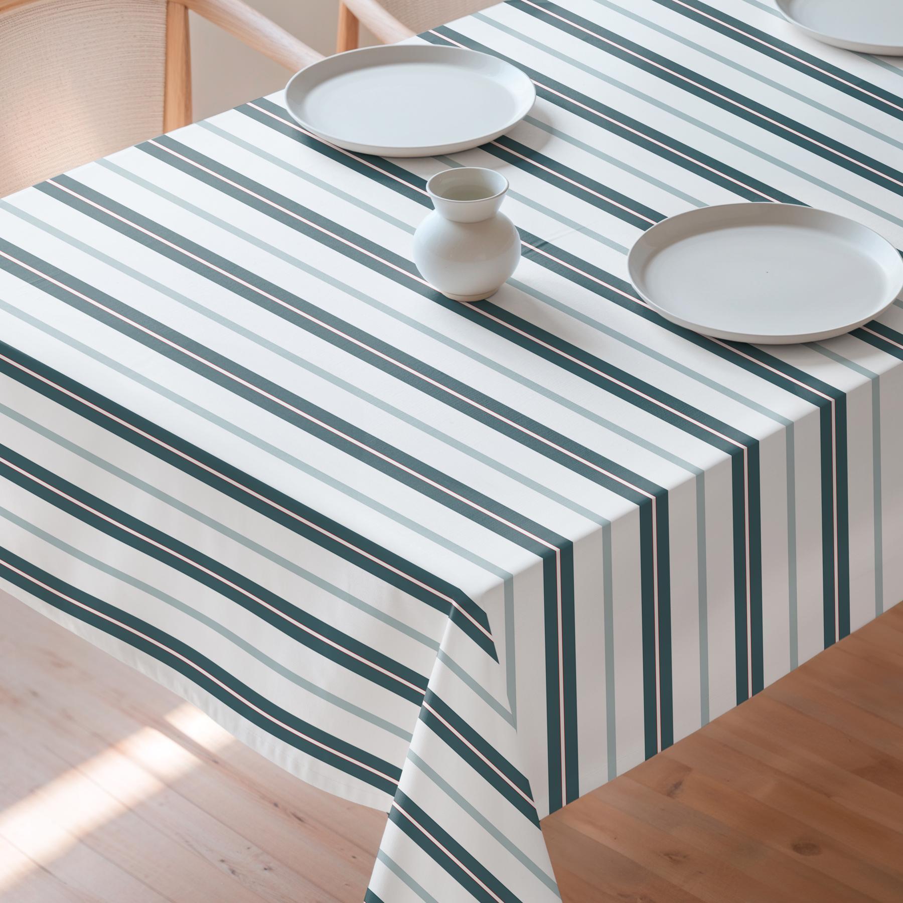 Nappe imprimée anti-tâches LIANA BLEU