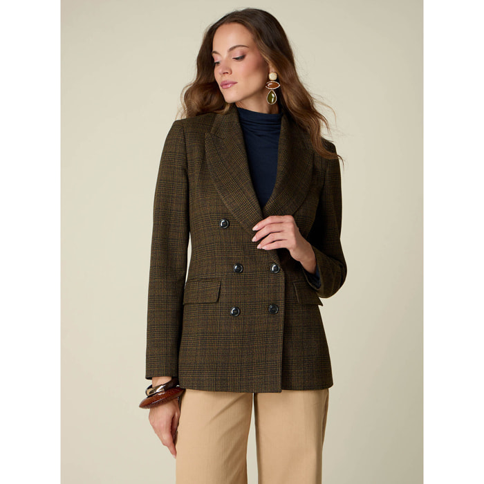 Oltre - Blazer check doppiopetto - Marrone
