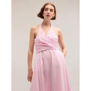 Motivi - Vestido de popelina con estampado de rayas - Rosa