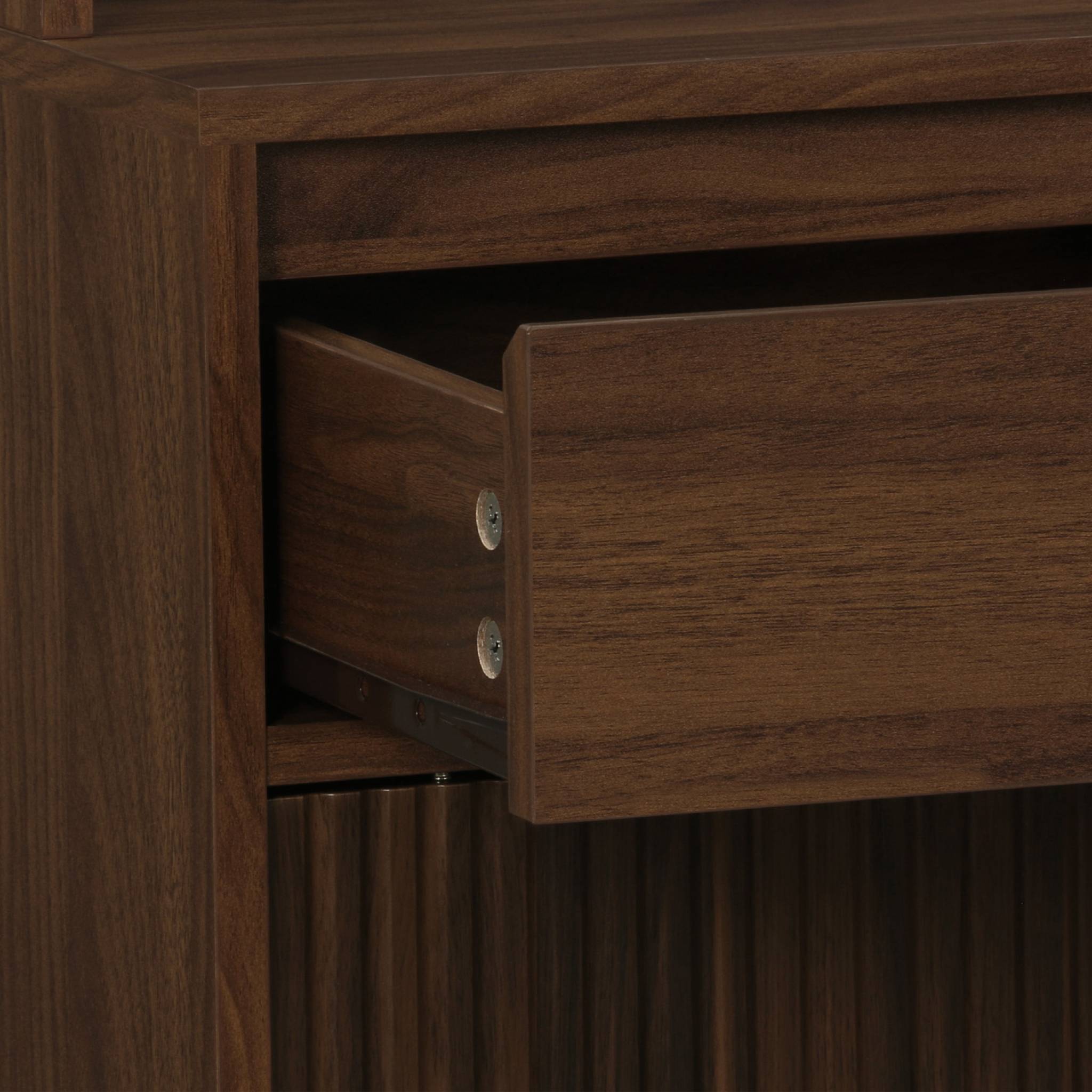 Buffet décor bois 4 portes 3 tiroirs 110 cm LINEAR