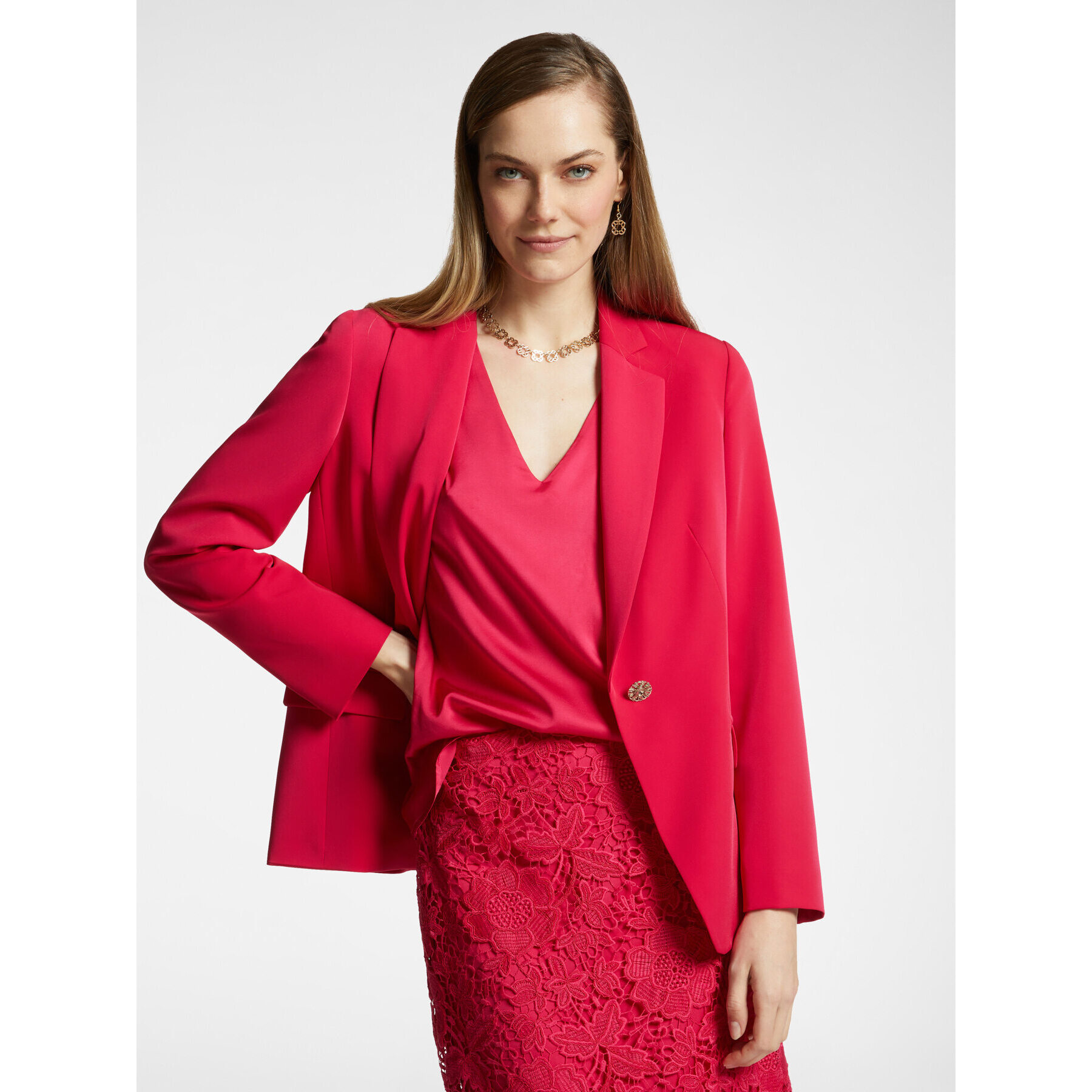 Elena Mirò - Blazer de cady elástico - Rojo