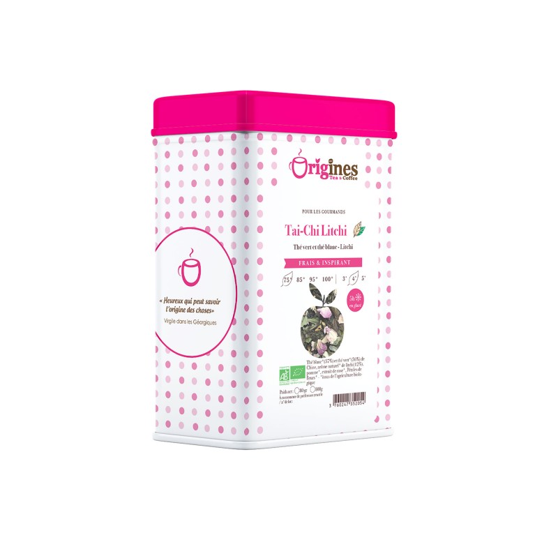 Tai-Chi Litchi - Thé blanc Bio litchi - Boîte Métal 80g