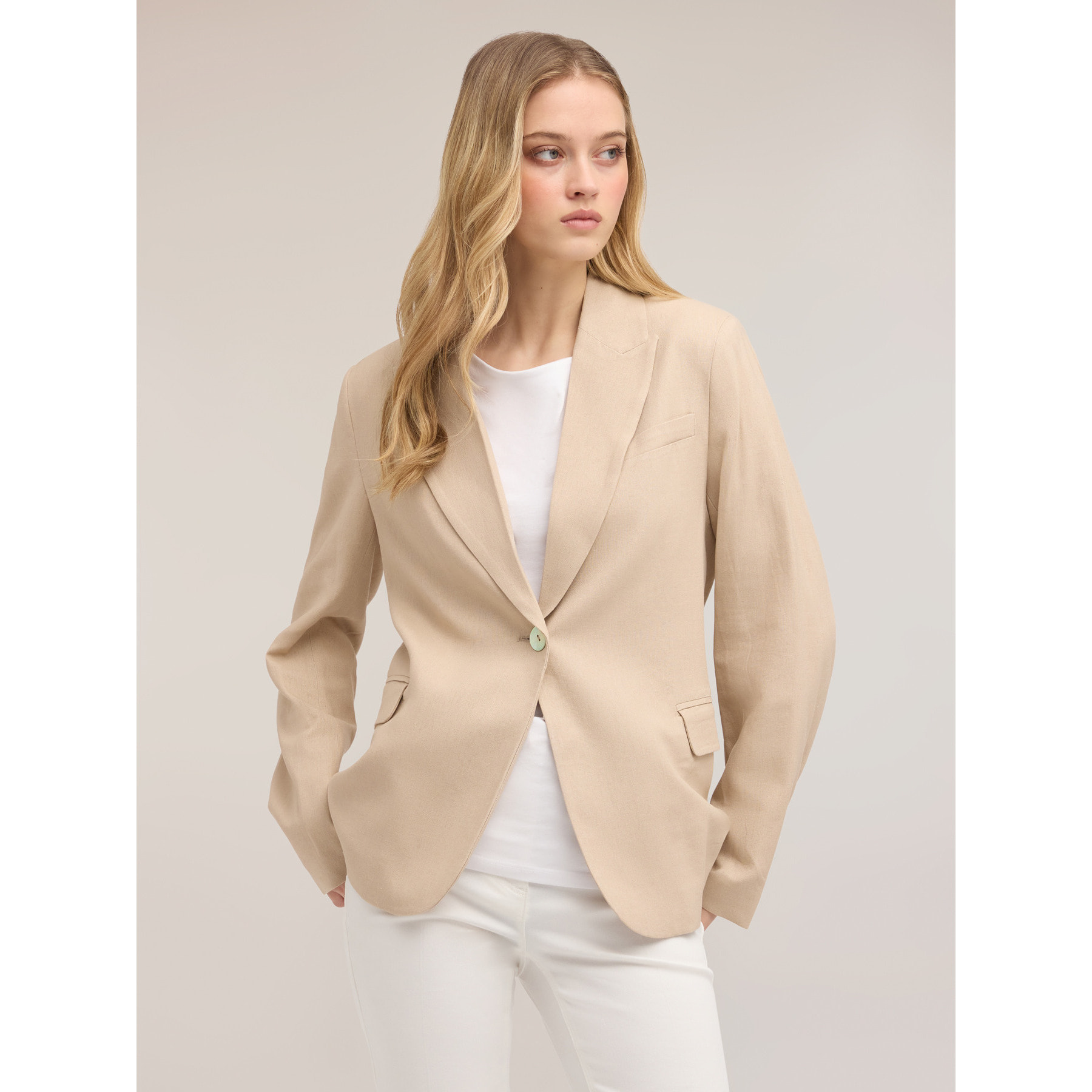 Motivi - Blazer in misto lino - Beige
