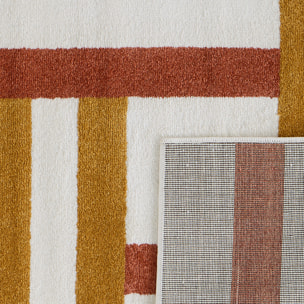 SANTAL - Tapis de salon ocre à motif géométrique