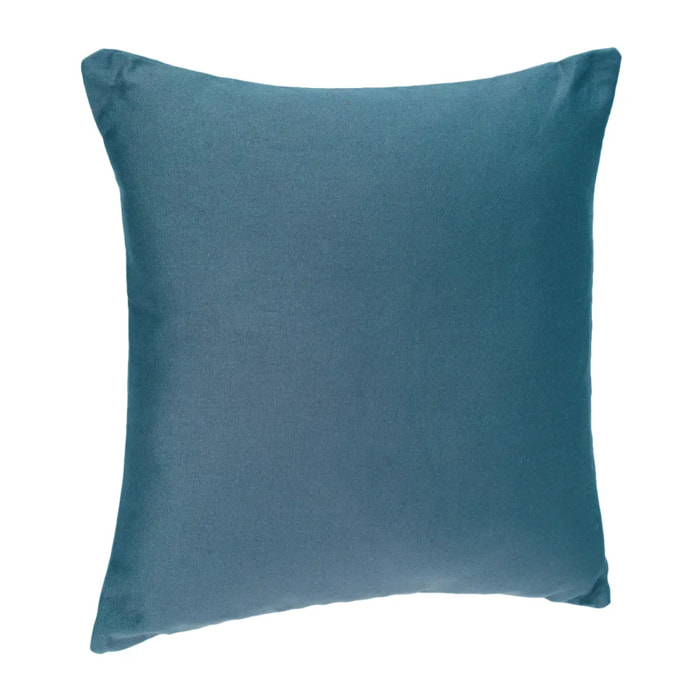 Coussin "Anjali" déhoussable en coton bleu canard 38x38cm