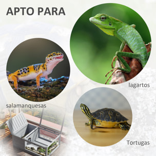 Casa para Tortugas de Madera Terrario para Reptiles con Techo de Malla Paneles Laterales Transparentes Extraíbles y Pestillo de Seguridad Caseta para Tortugas 91x60,5x32 cm Gris