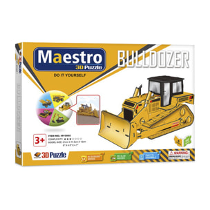 Puzzle 3D Bulldozer - 50 piezas - Tamaño montado: 21 x 11 x 12 cms