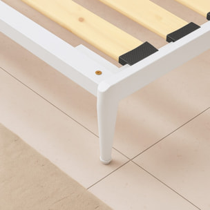 Lit design style industriel blanc à lattes larges