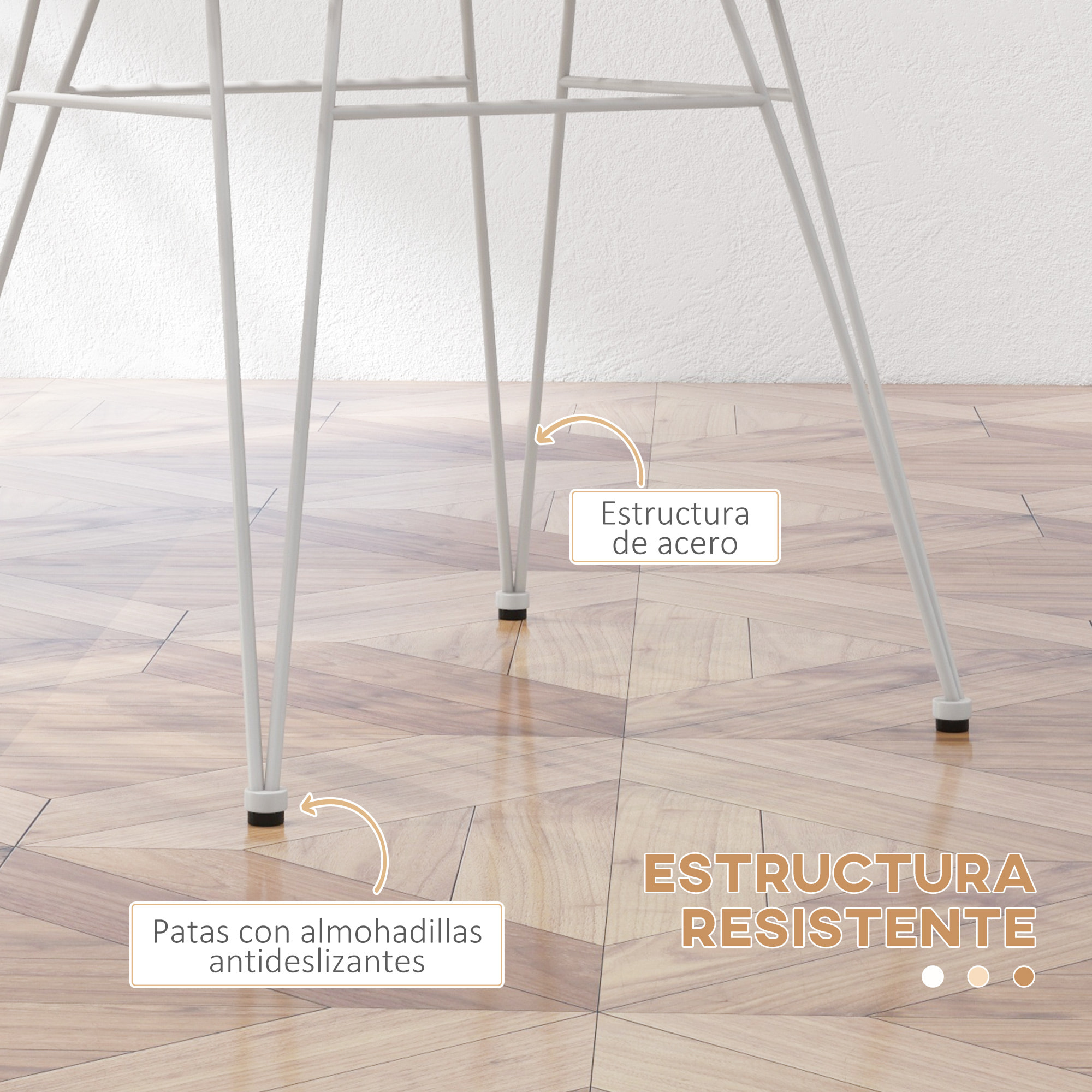 Conjunto de 4 Sillas de Comedor Sillas de Cocina de Ratán PE con Patas de Acero para Salón Balcón Estilo Bohemio Carga 120 kg 56x60x79 cm Marrón