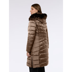 Fiorella Rubino - Plumífero largo bimaterial - Marrón