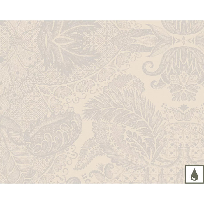 Set pur coton enduit motif jacquard Mille isaphire parchemin