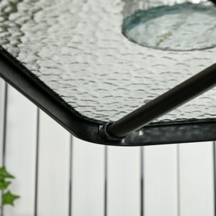 Mesa de Jardín Cuadrada Mesa de Comedor Exterior 76x76x72 cm con Agujero para Sombrilla y Encimera de Vidrio Templado para Patio Terraza Negro