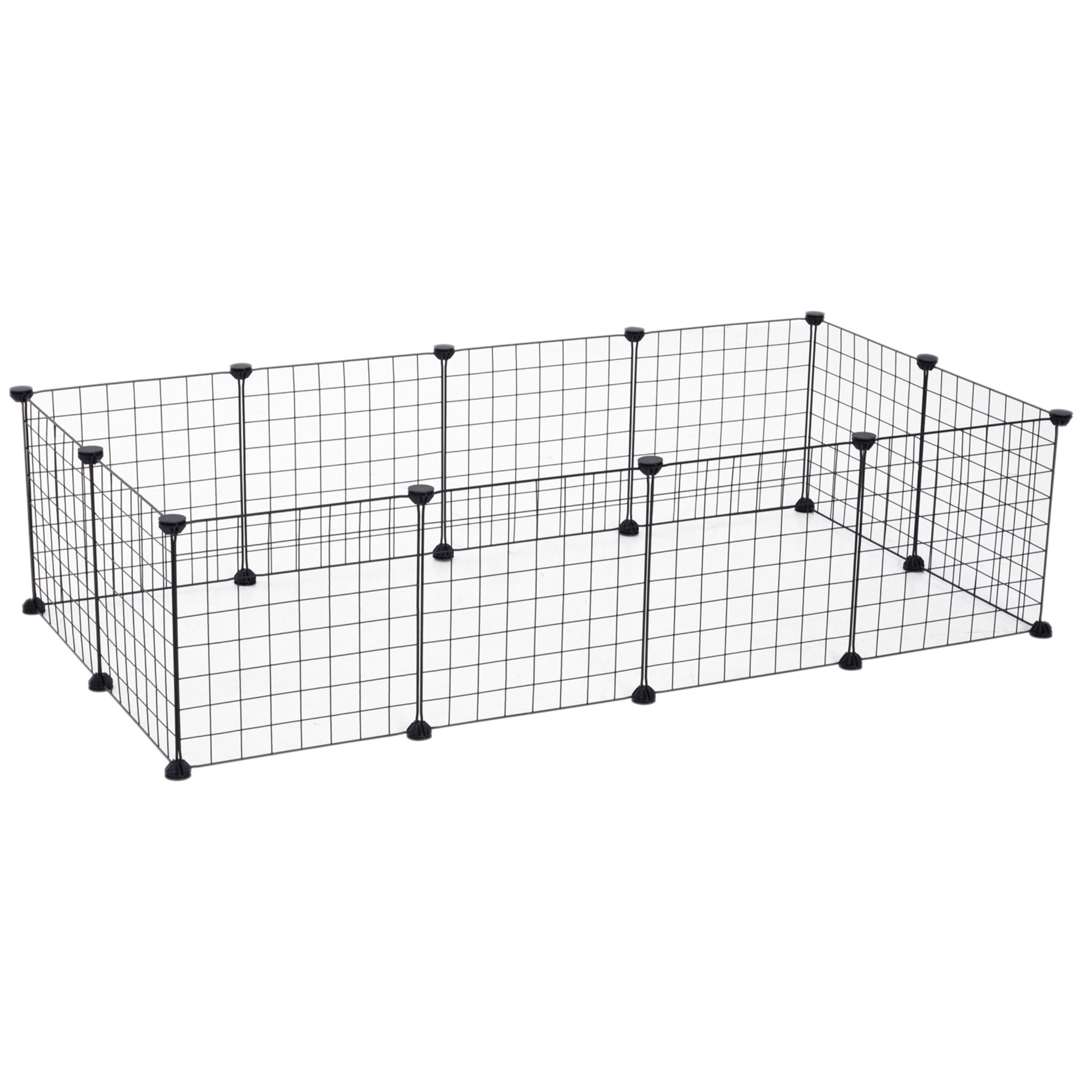 PawHut Recinto Modulare per Animali Domestici Nero 12 Moduli 35x35cm