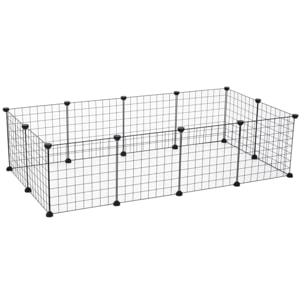 PawHut Recinto Modulare per Animali Domestici Nero 12 Moduli 35x35cm