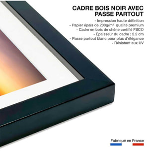Affiche ""Dubai sunset"" Affiche + cadre en bois - Noir