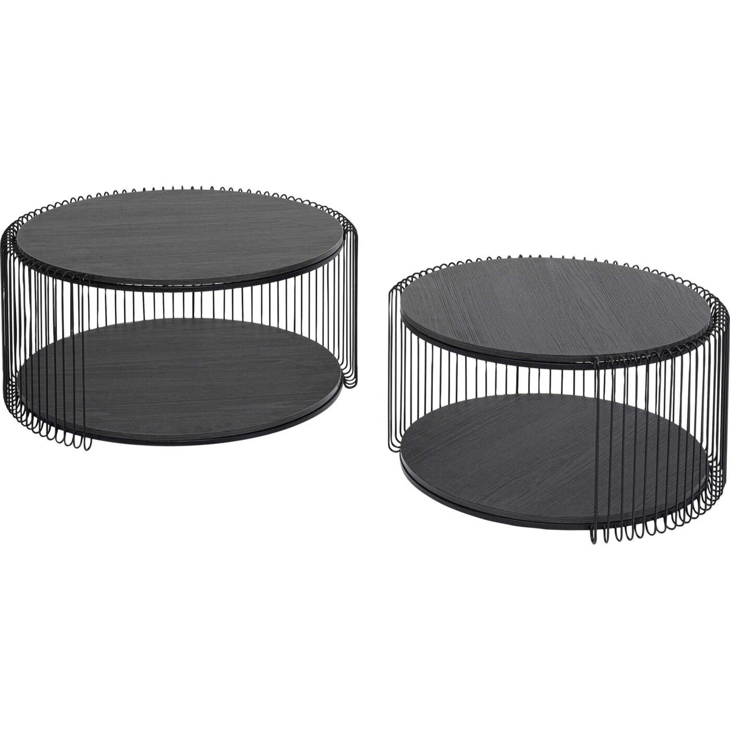 Tables basses Wire Double bois noir set de 2 Kare Design