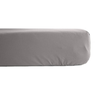 Drap housse percale pur coton peigné longues fibres 80 fils/cm² avec bonnet de 35 cm Vent du sud - Cendre