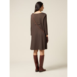 Oltre - Vestido acampanado con detalle de pañuelo - Marrón