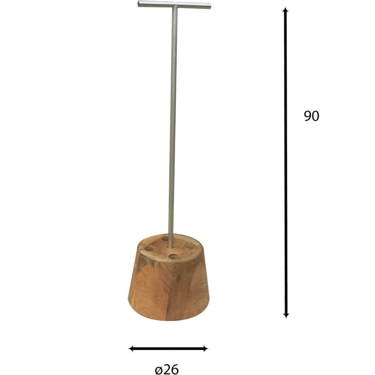 Porte parapluie en teck et acier inoxydable h90cm