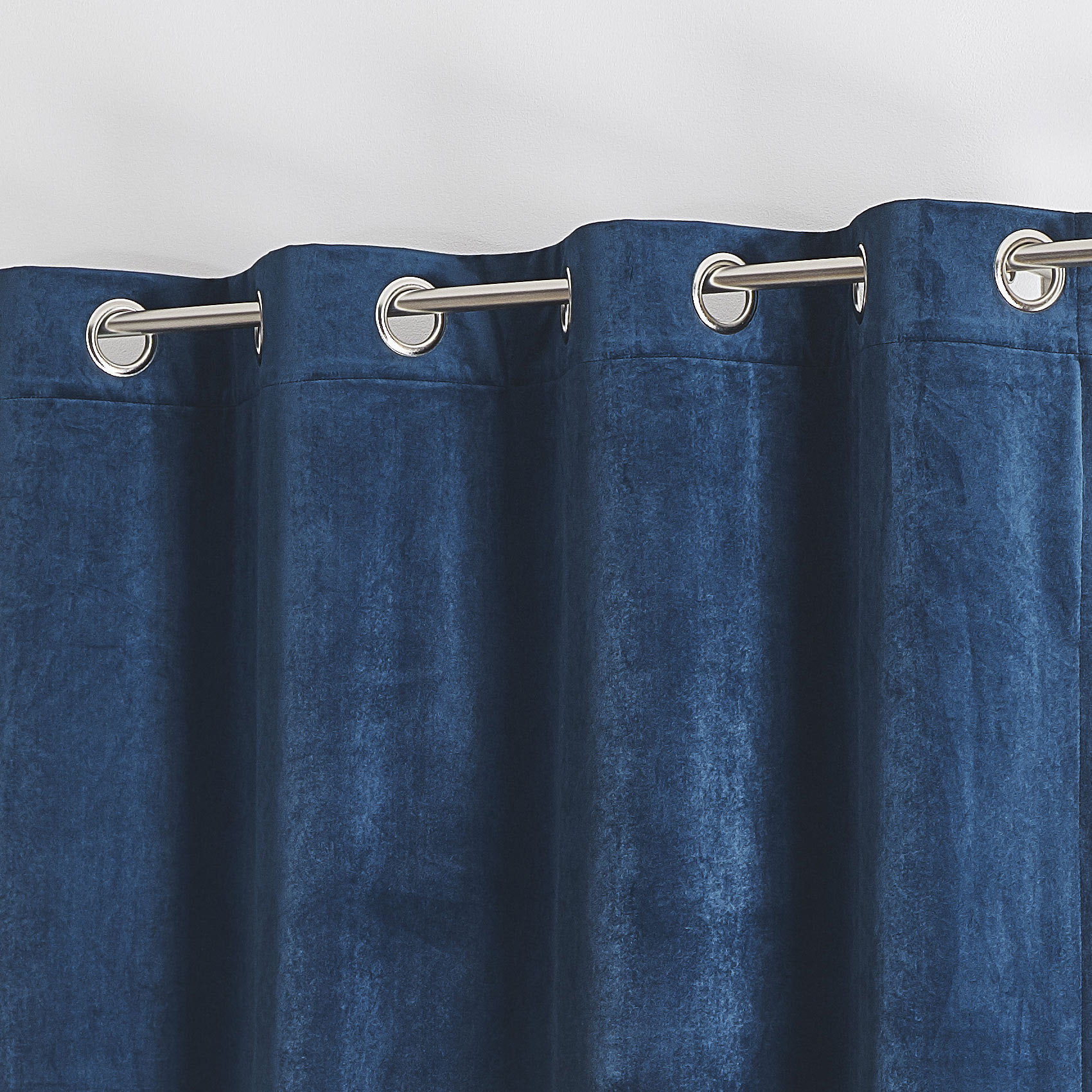 Rideau en velours feutré uni - Bleu Marine
