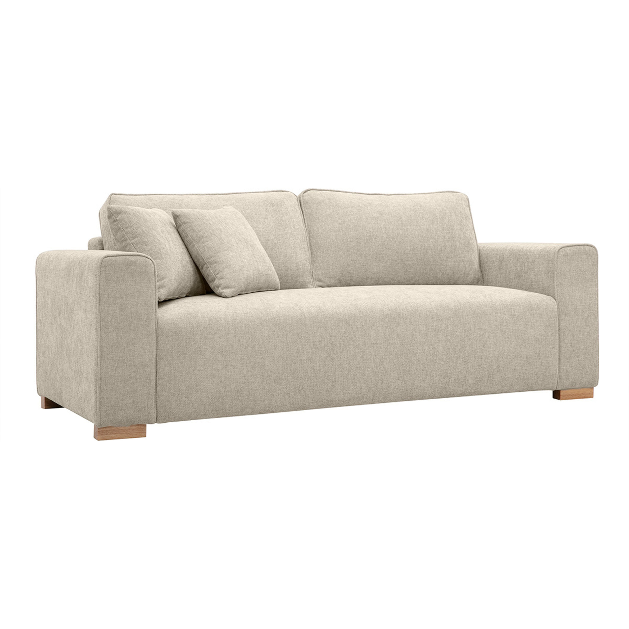 Canapé design 3 places en tissu effet velours texturé beige PEPPER