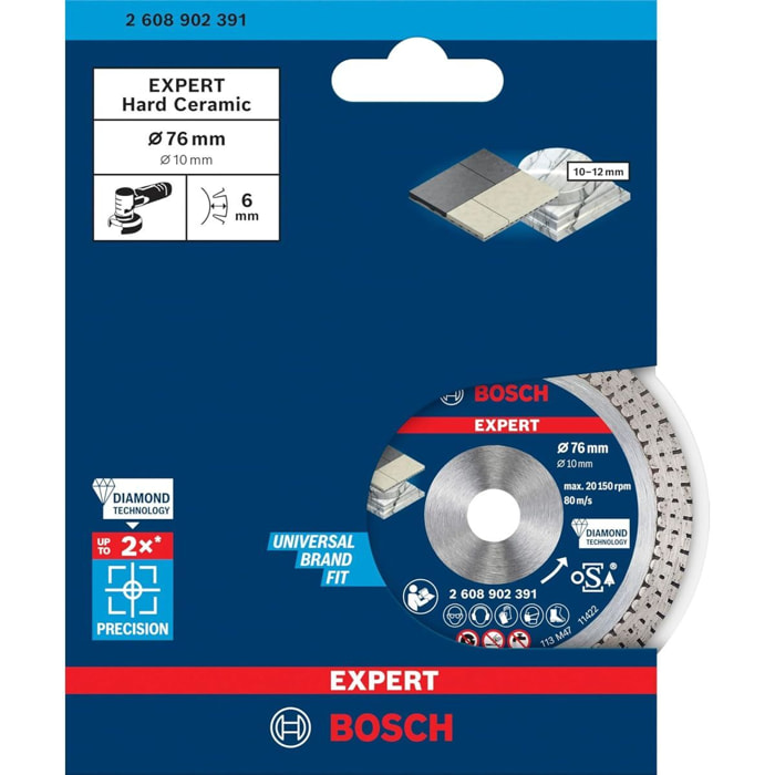 Disque diamant hard ceramic expert 76x1,9x10mm - BOSCH - 2608902391