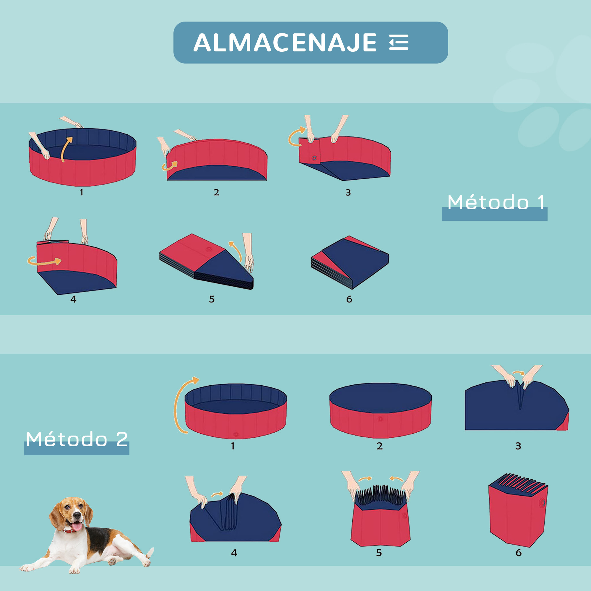 PawHut Piscina Plegable para Perros Gatos Bañera Portátil para Mascotas PVC Antideslizante Múltiples Usos para Interiores y Exteriores Ø80x20 cm Rojo