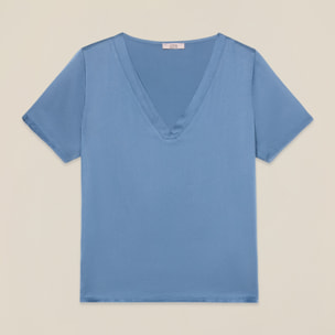Oltre - Blusa in raso di viscosa - Azzurro