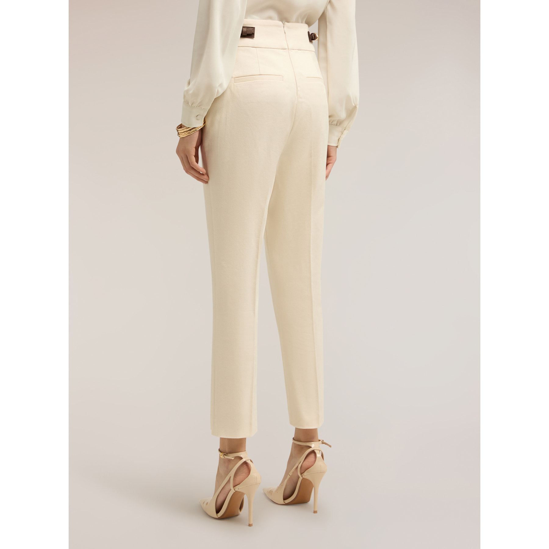 Motivi - Pantaloni regular con motivo fibbie laterali - Beige