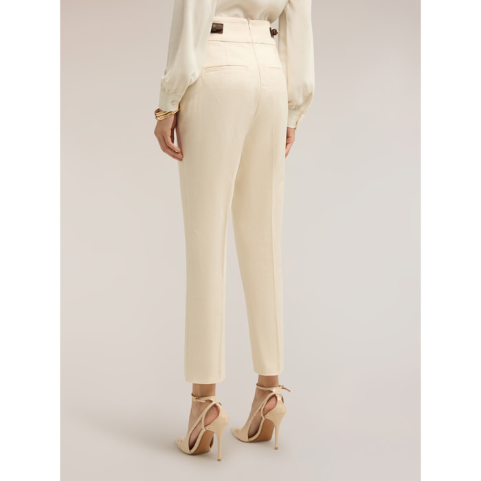 Motivi - Pantaloni regular con motivo fibbie laterali - Beige