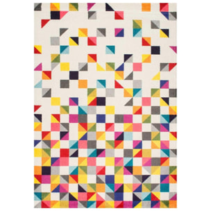 Tapis Gepa aux motifs géométriques destructurés multicolores