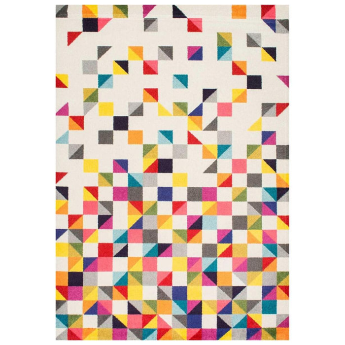 Tapis Gepa aux motifs géométriques destructurés multicolores