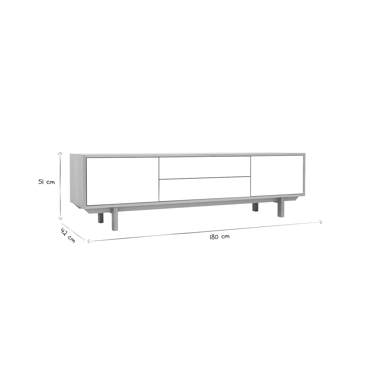 Meuble TV scandinave bois et blanc L180 cm SID