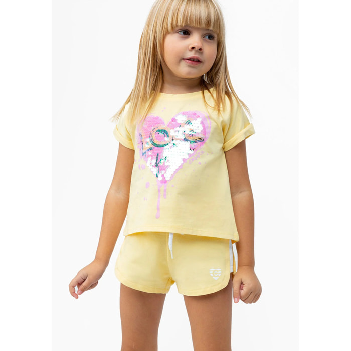 Shorts Deportivos De Niña En Amarillo
