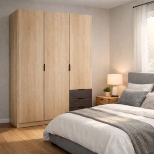 Armadio Guardaroba 3 Ante 3 Cassetti E 4 Ripiani Con Appendiabiti Per Camera Da Letto Moderna Urban Design 180 x 121 x 52 Cm Colore Rovere E Ruggine