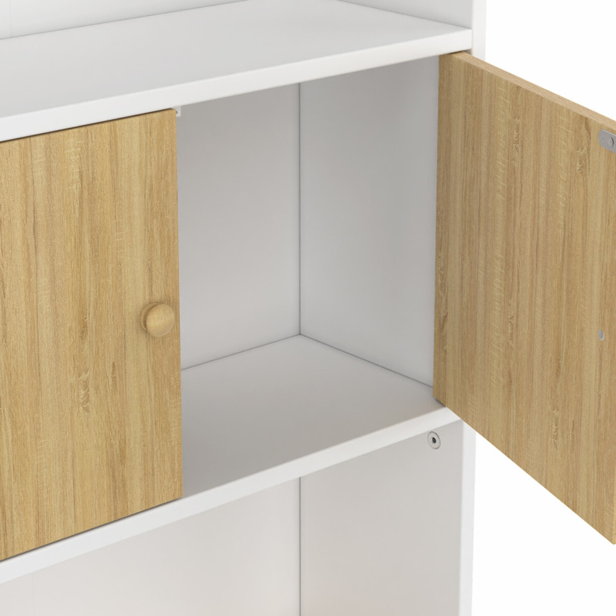 Meuble spécial dessus de WC avec placard bois et blanc