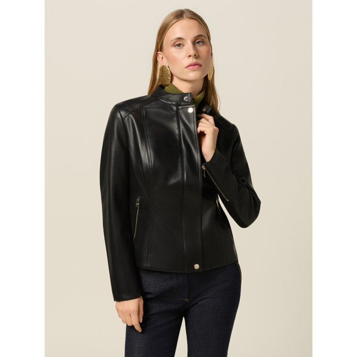 Oltre - Chaqueta corta con cremalleras decorativas - Negro