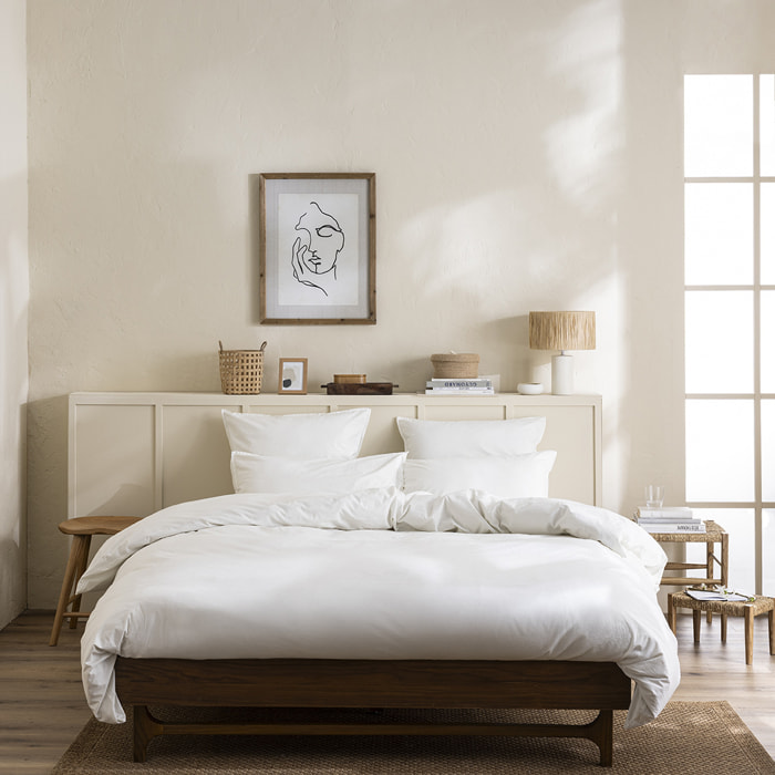 Drap housse uni en percale de coton lavée, DELICATE