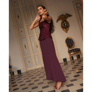 Top estilo corpiño de tirantes con brocado de mujer